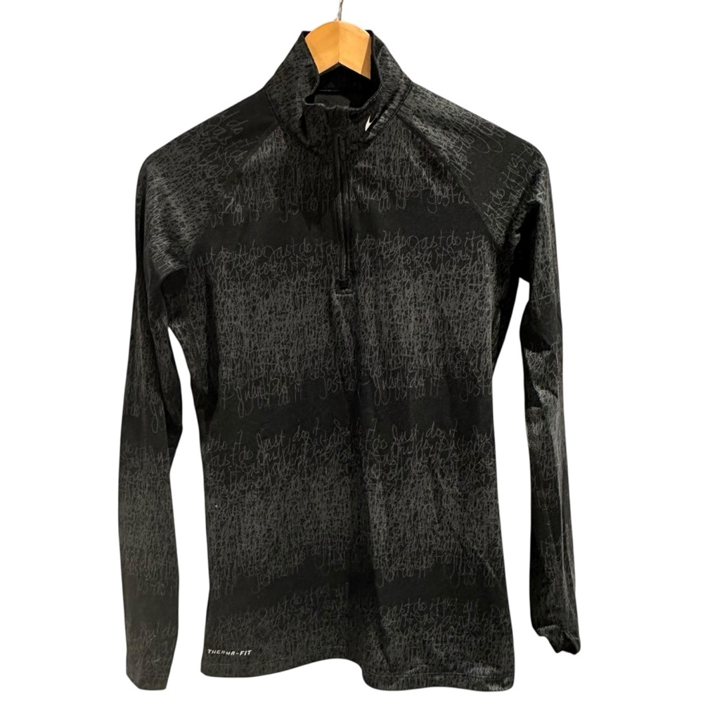 Nike Therma-FIT 1/4-Zip Top Black "Just Do It" Graphic Print Size Medium